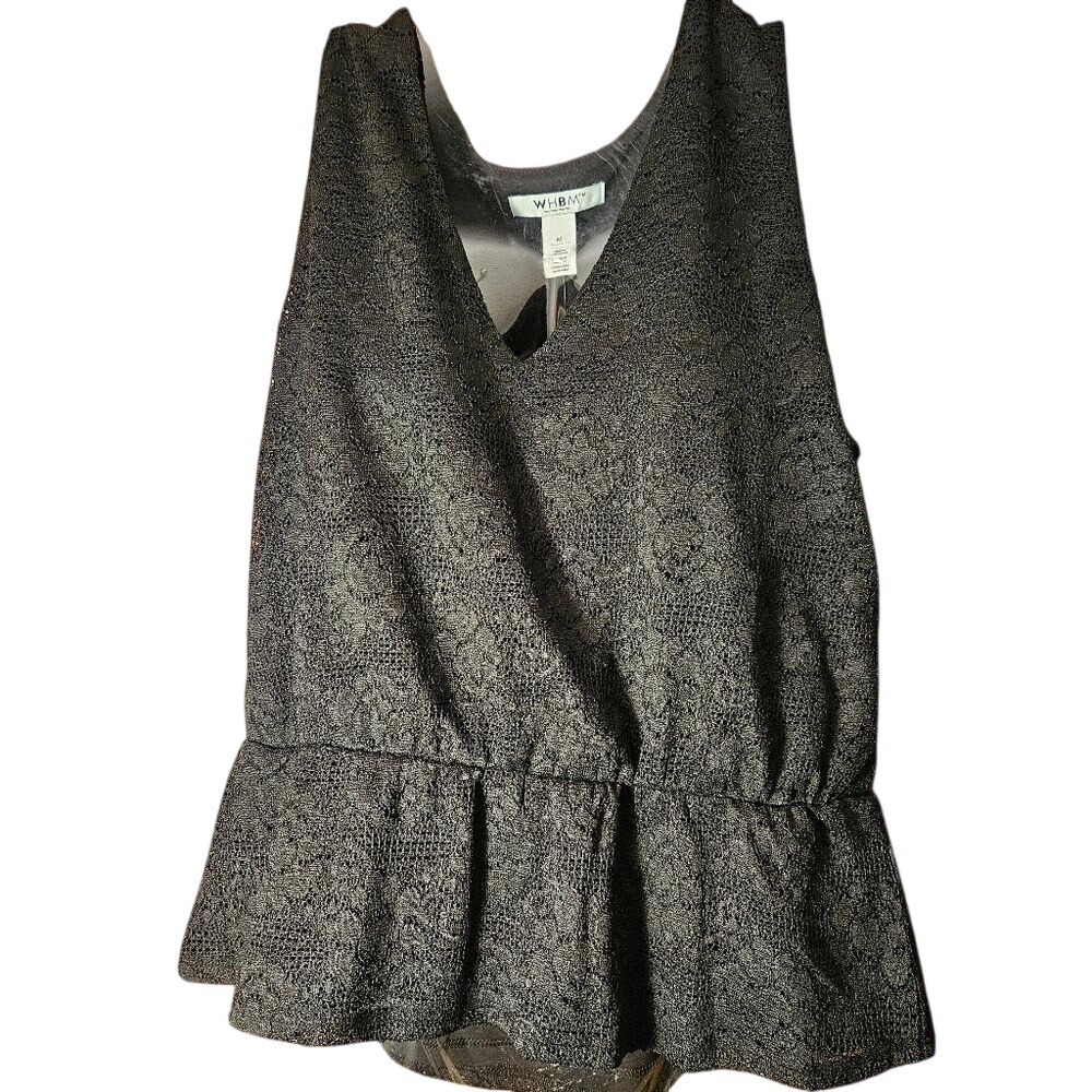 WHBM Black Lace Sleeveless Cami Top Womens Medium Floral Overlay NWT